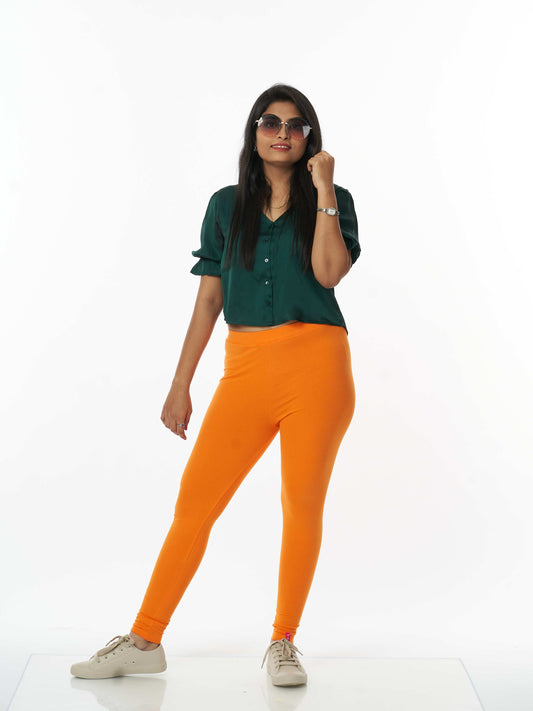 Women's premium full length Stretchy Leggings - Orange