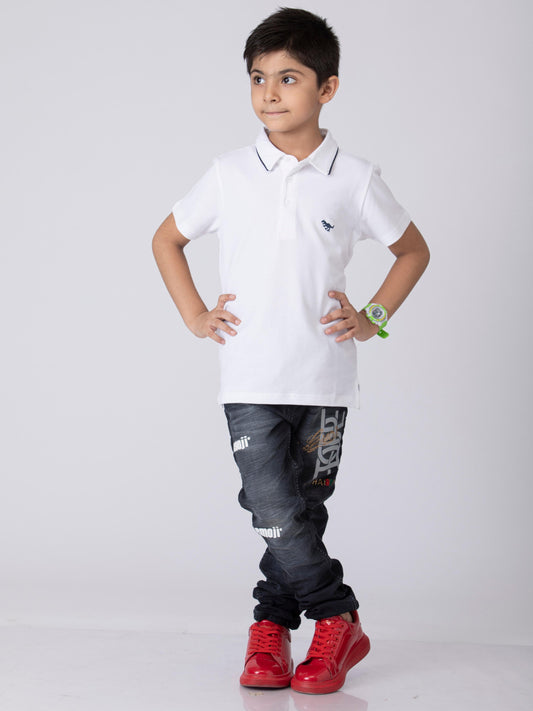 Boys Minimal Solid Boys Cottong T-Shirt White