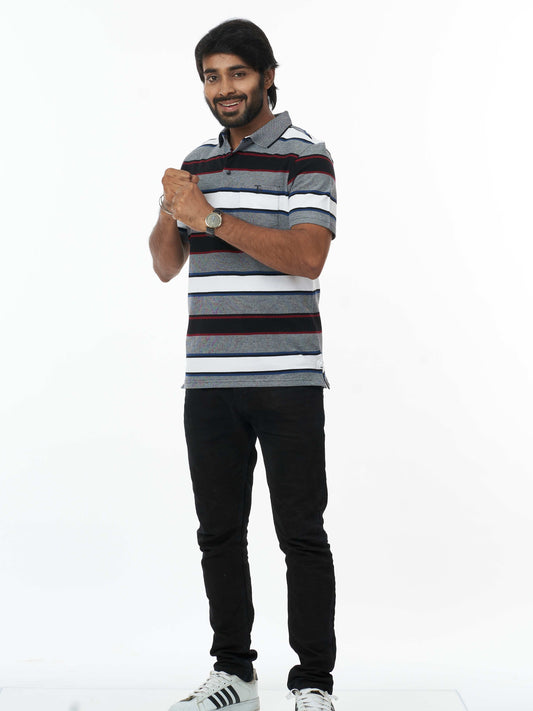 Trendy 100% Cotton Men's Collar T-Shirt