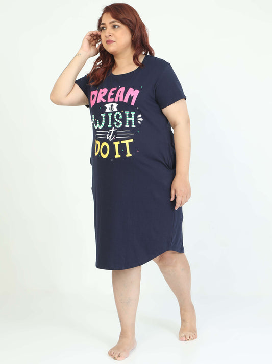 Navy Plus Size Short Nighty