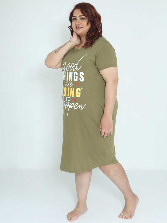 Grey Plus Size Short Nighty