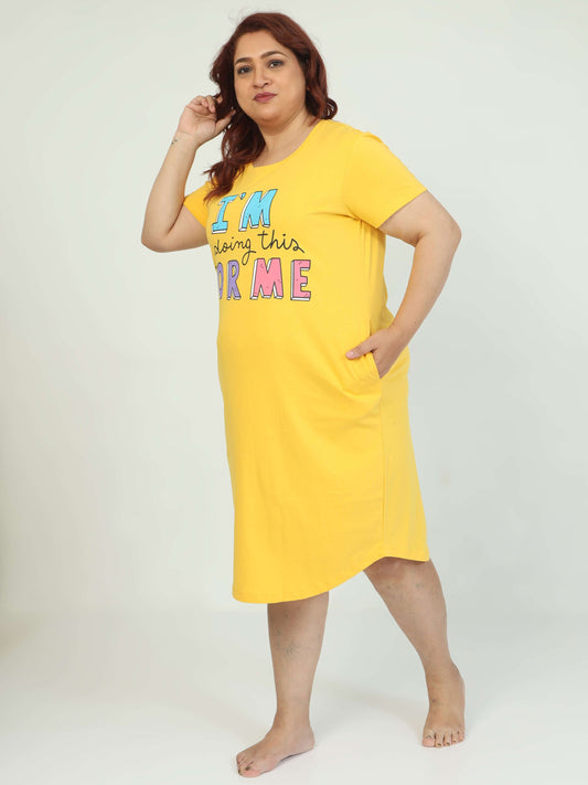 Yellow Plus Size Short Nighty