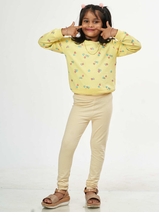 Daily Routine Girls Leggings - Cream | Full Length