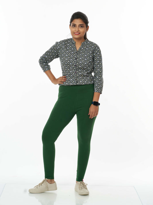 Women's premium full length Stretchy Leggings - Deep Green