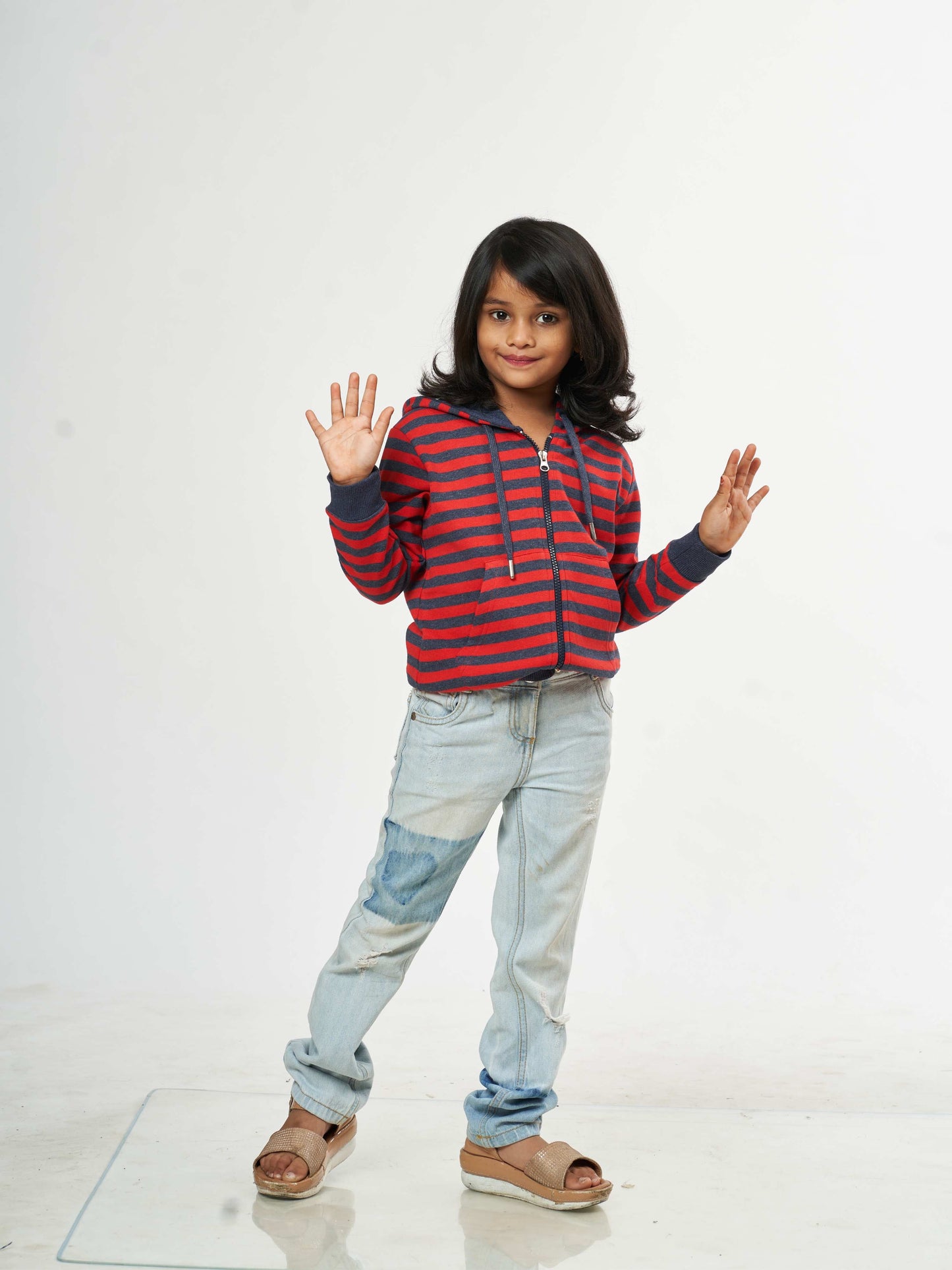 Black & Red Stripes Cozy Girls Pullover Hoodies