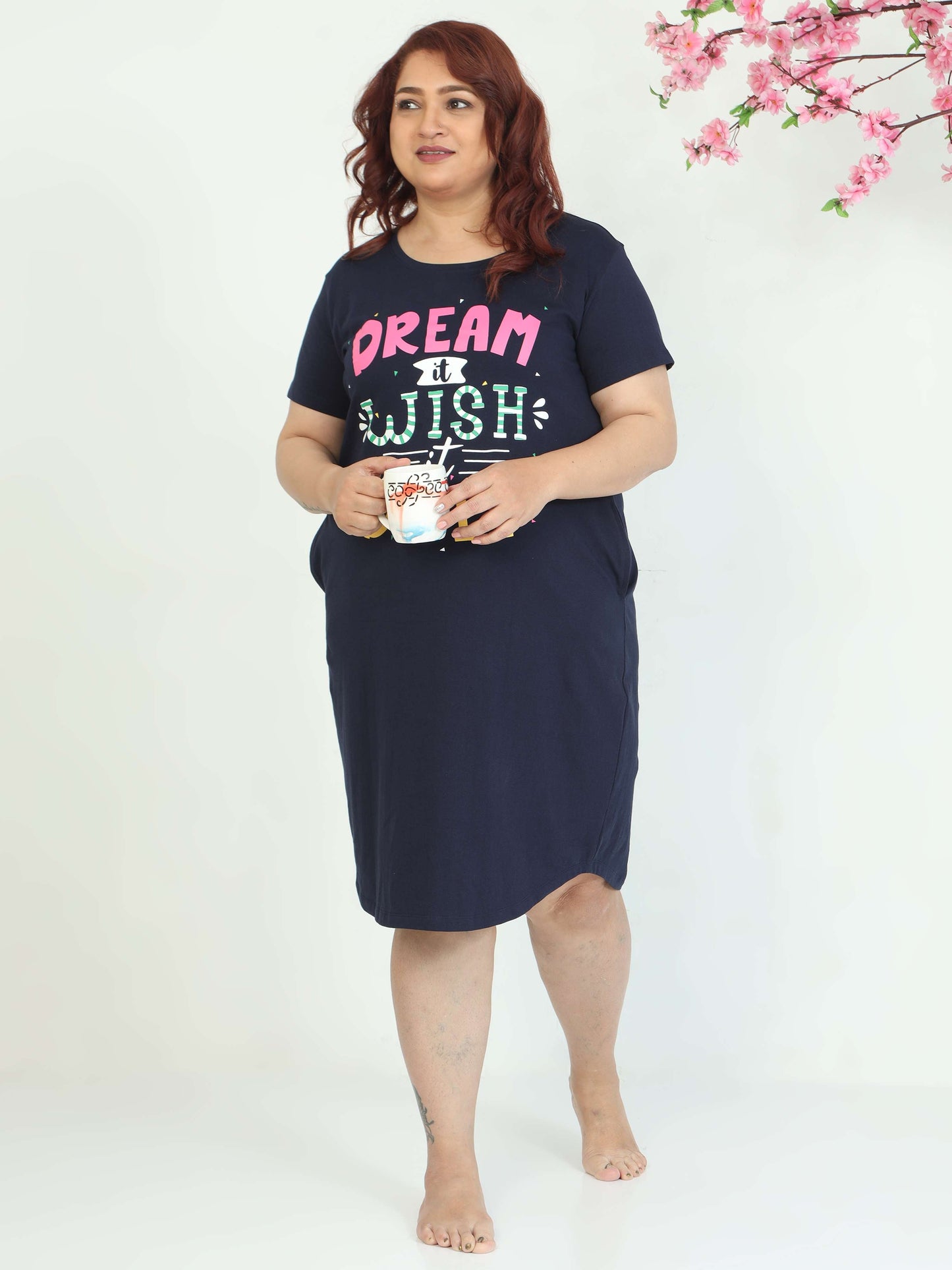 Navy Plus Size Short Nighty