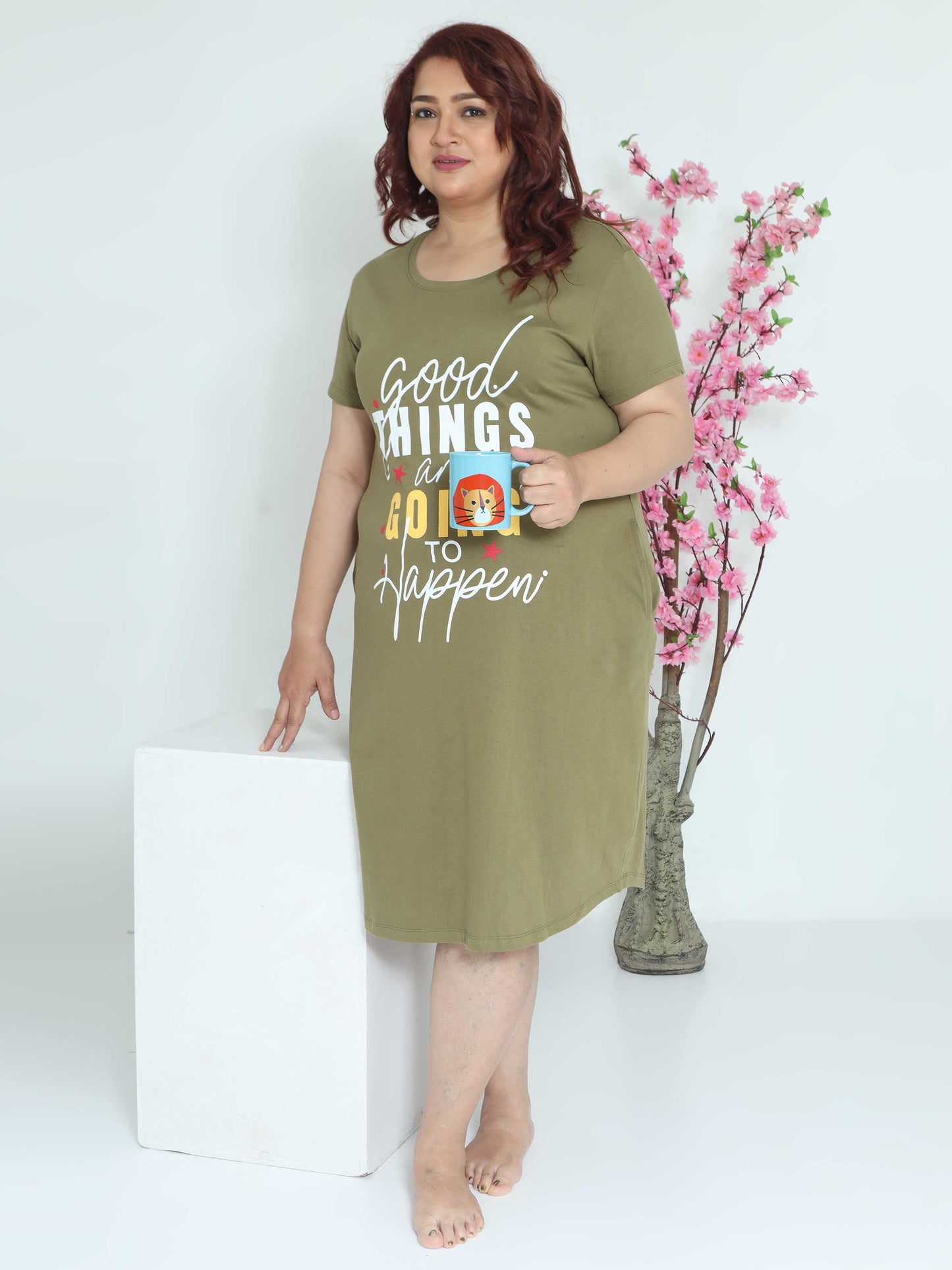 Grey Plus Size Short Nighty