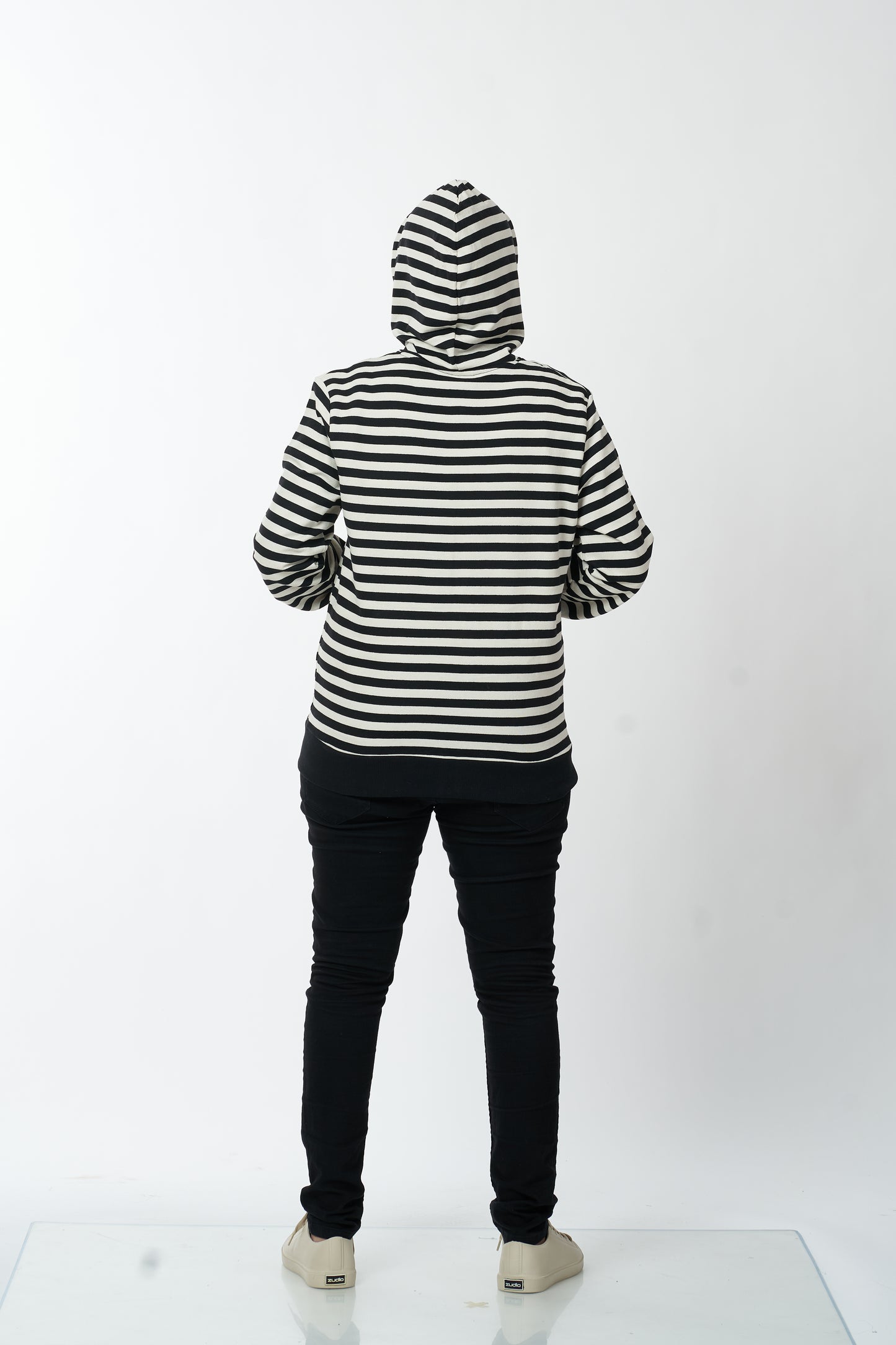 Cozy Comfort Women's Hooded Sweatshirt black stripes