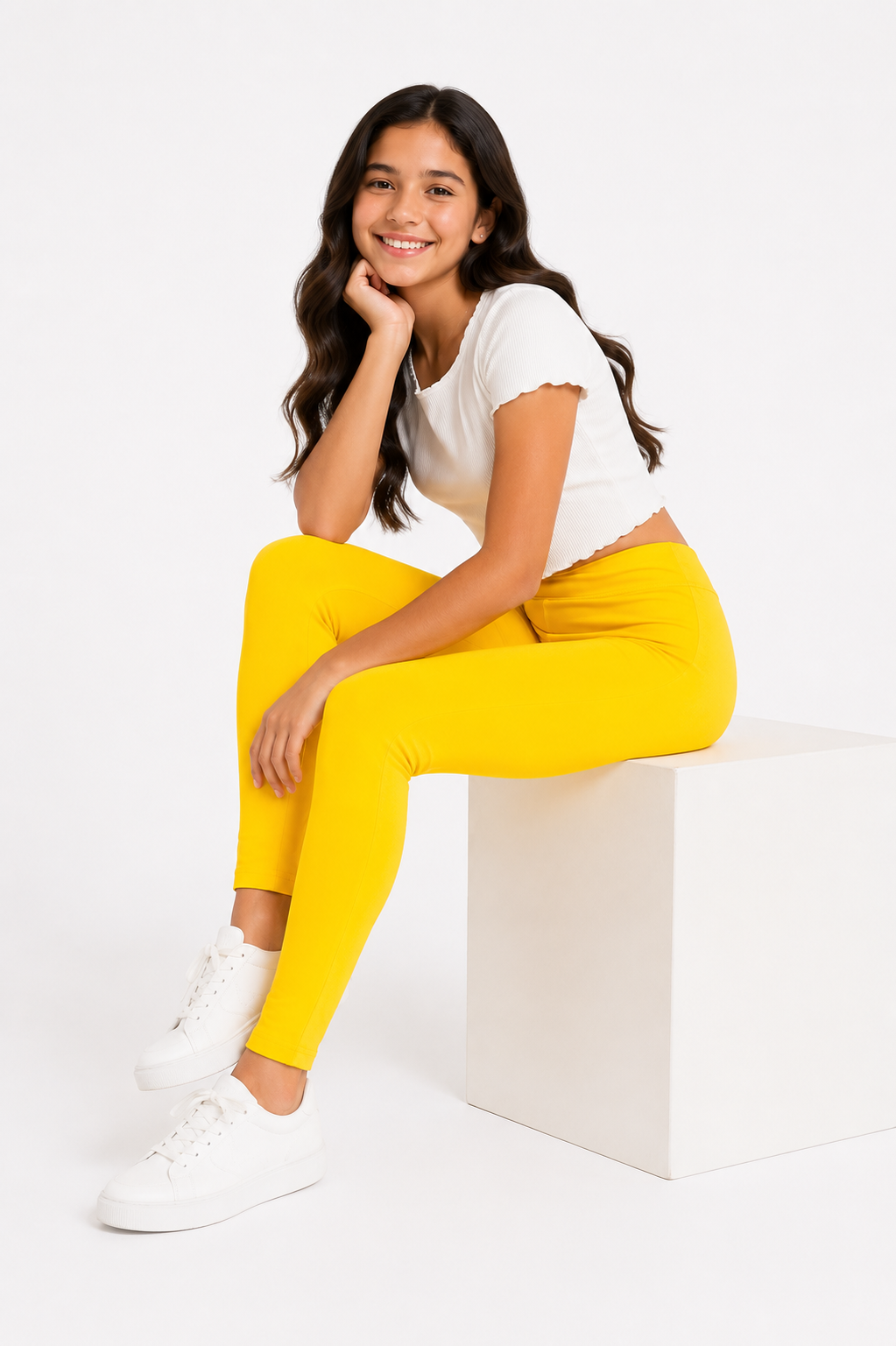 Mango Glow Girls Leggings - Yellow | Full Length