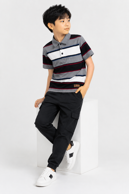 Monarch Stripe - Boys Polo T-Shirt