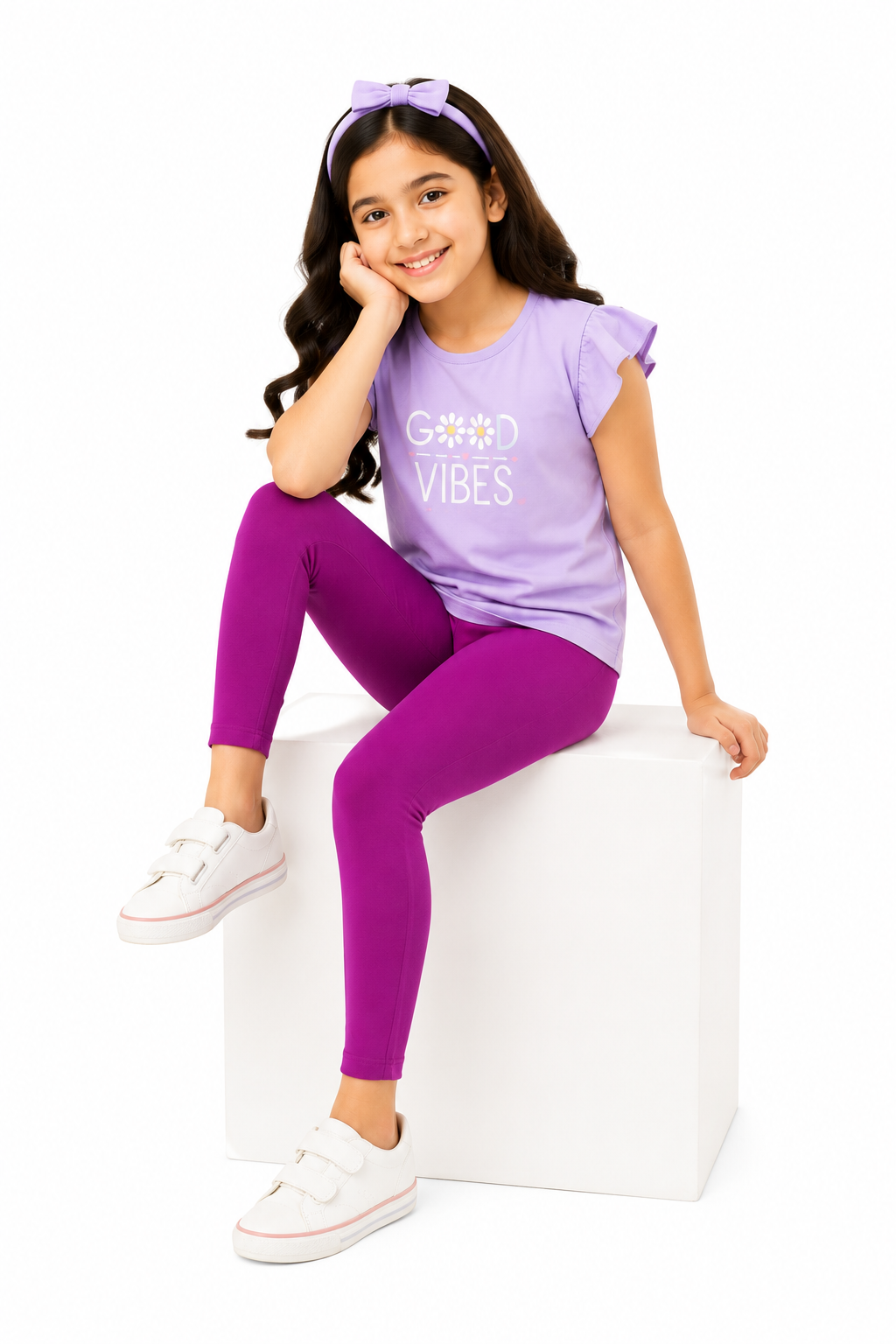 Fuchsia Pop Girls Leggings - Deep Purple | Full Length