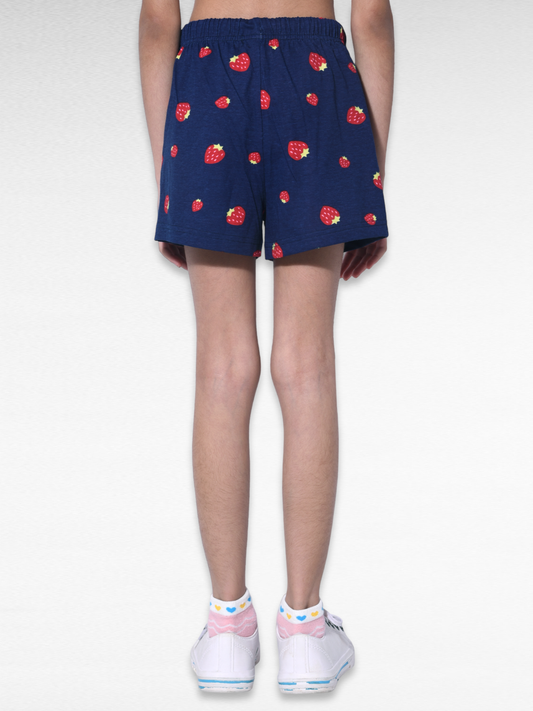 Girls Cute Strawberry Shorts - Navy