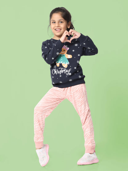 All day comfortable Girls Joggers - Curly stripes