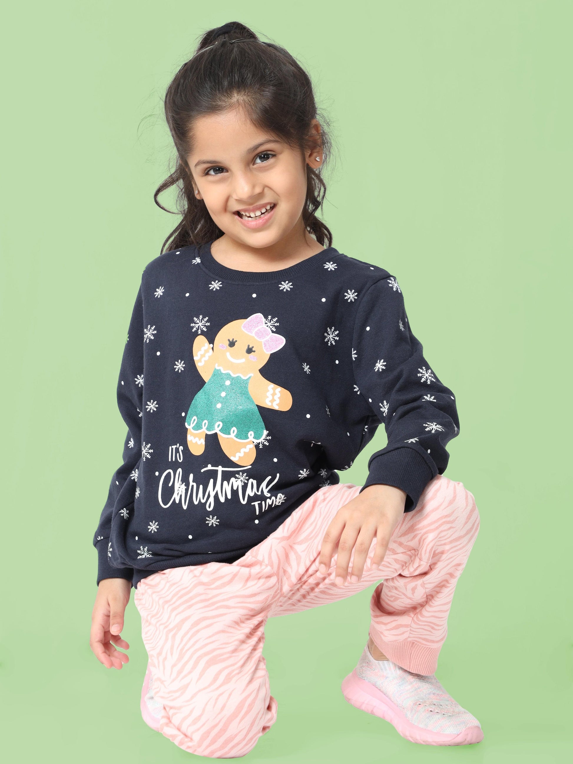 All day comfortable Girls Joggers - Curly stripes