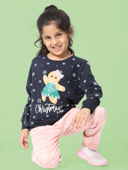 All day comfortable Girls Joggers - Curly stripes