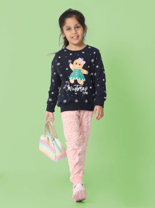 All day comfortable Girls Joggers - Curly stripes