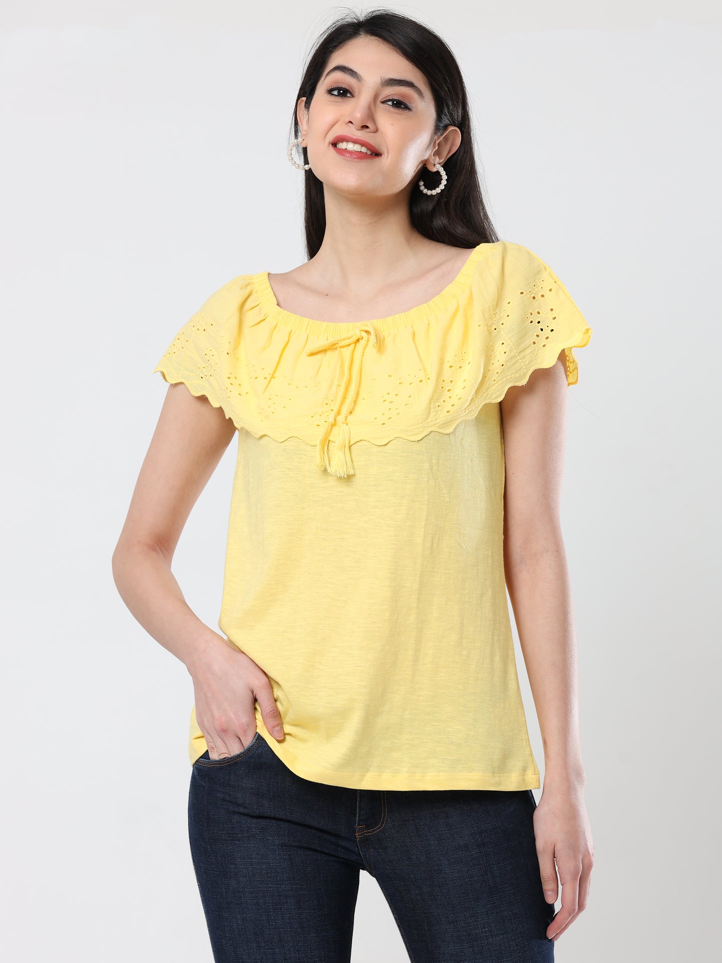 YELLOW LASE TOP