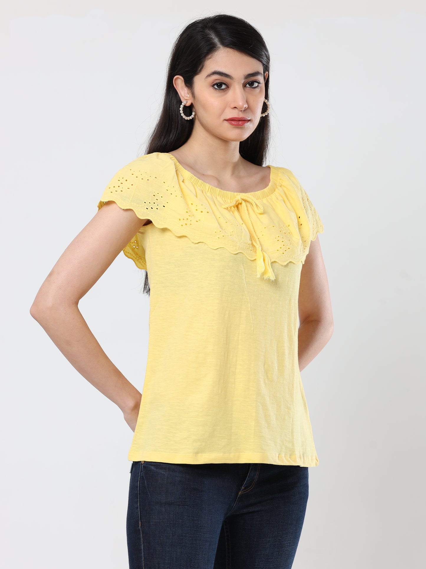 YELLOW LASE TOP