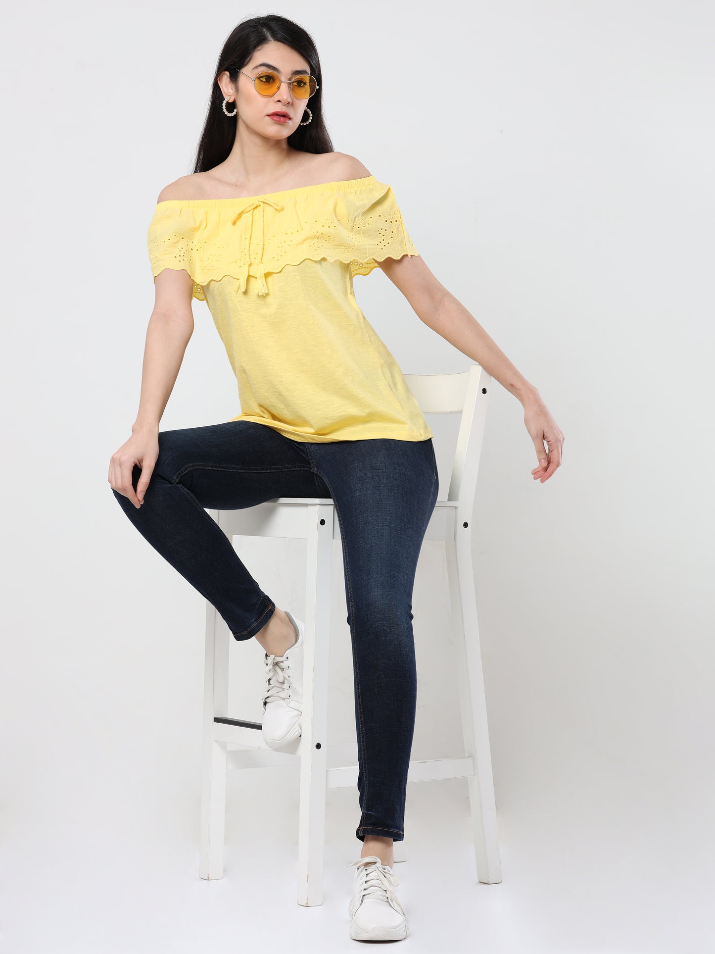 YELLOW LASE TOP