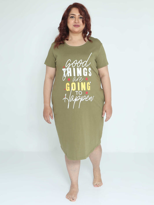 Grey Plus Size Short Nighty