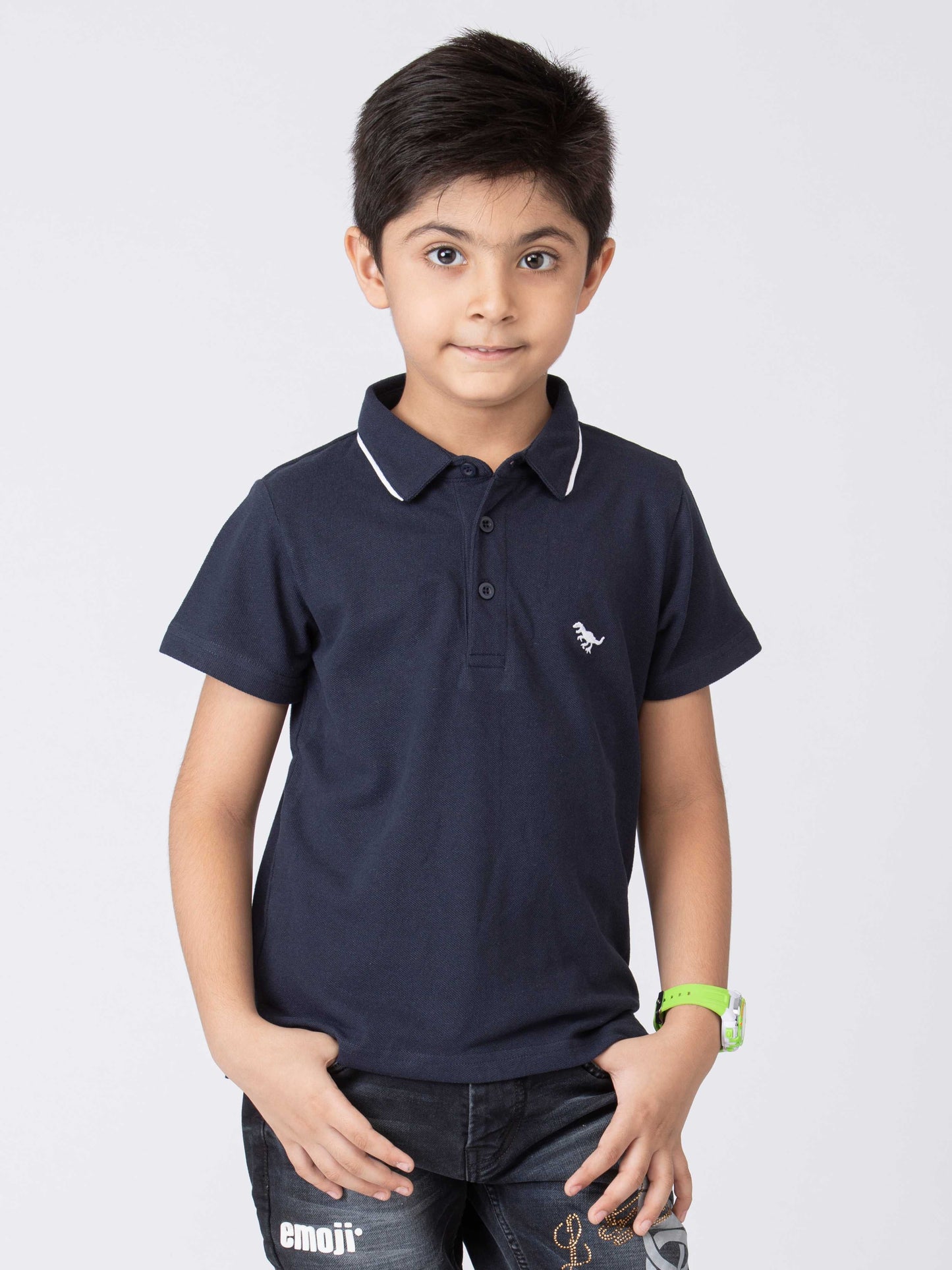 Boys Minimal Solid Boys Cottong T-Shirt Navy