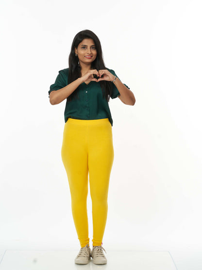 Women's premium full length Stretchy Leggings - Yellow