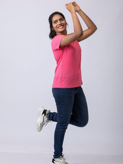 Soft & Premium Women's Cotton T-Shirt - Pink Blossom