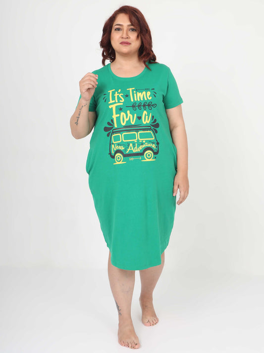 Green Plus Size Short Nighty