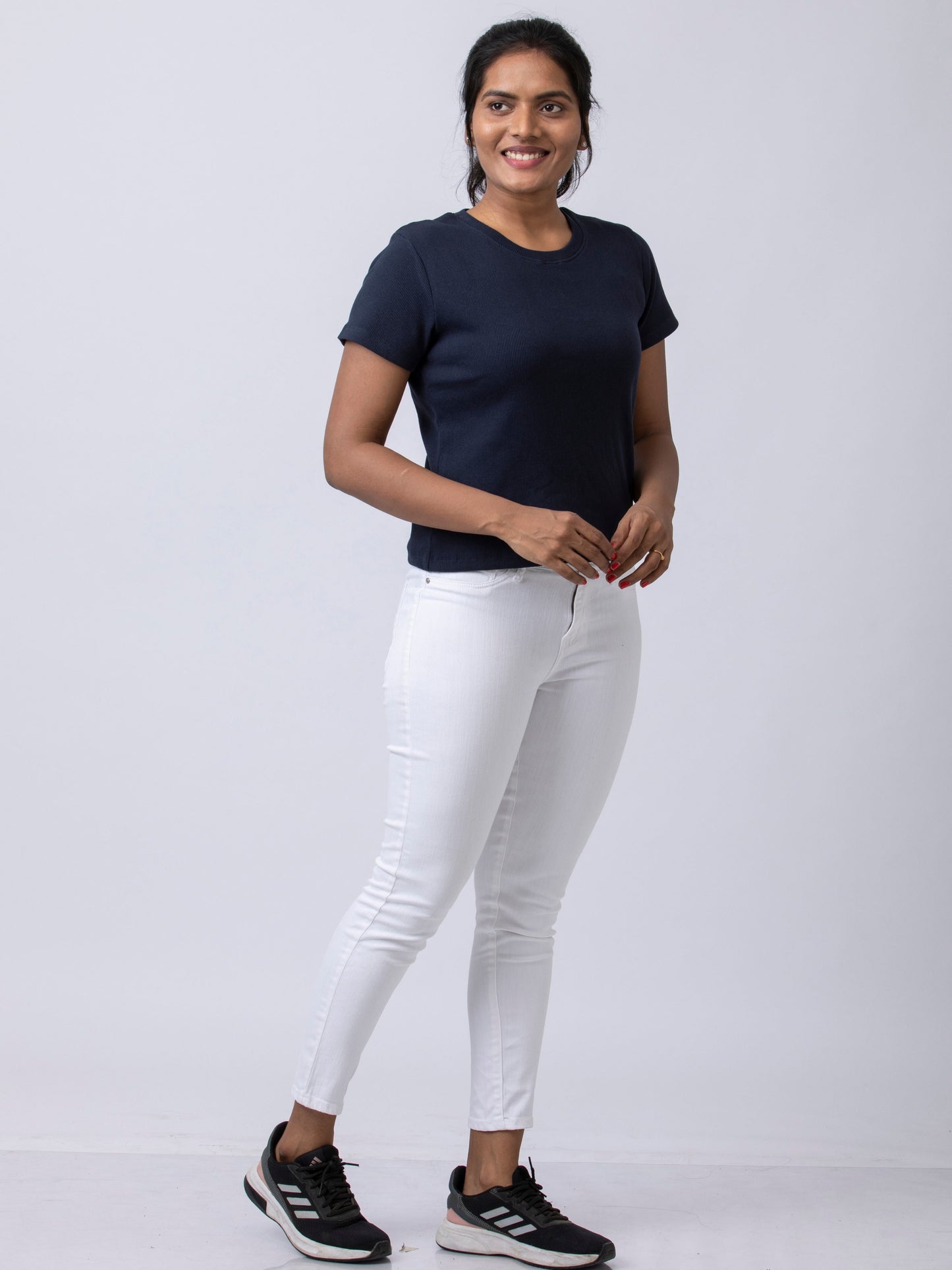 Soft & Premium Women's Printed Cotton T-Shirt - Navy