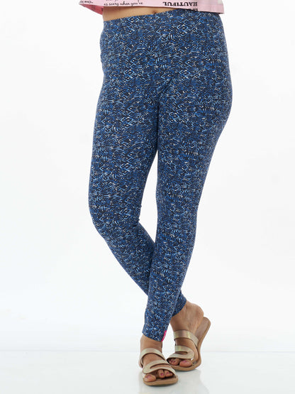 Women's Printed Leggings - Marble Blue