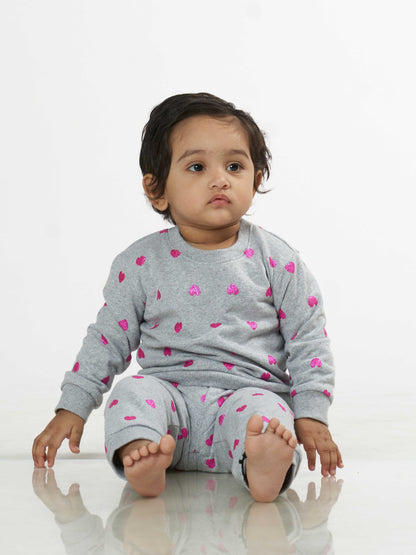 Little Hearts Winter Sweatshirt Babies Pyjama Set