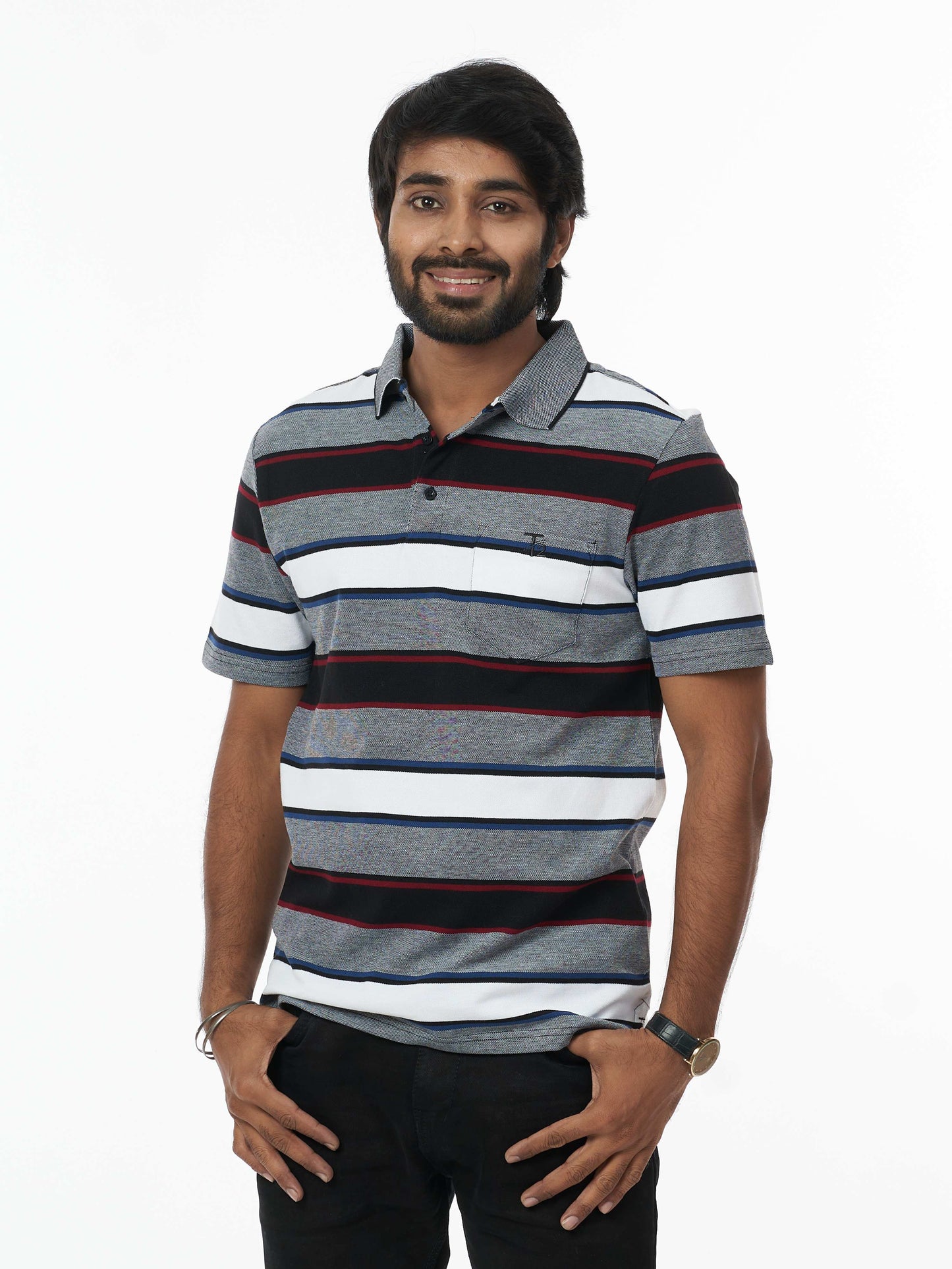 Trendy 100% Cotton Men's Collar T-Shirt