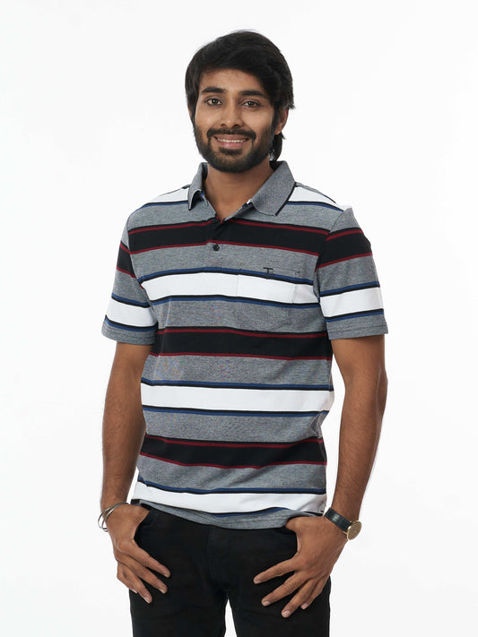 Trendy 100% Cotton Men's Collar T-Shirt