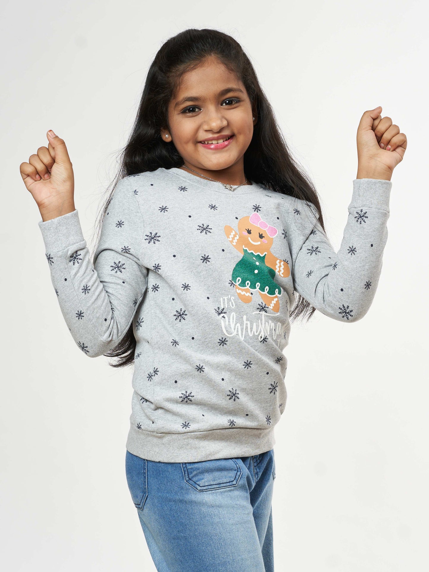 Girls Christmas Time Winter Sweatshirt - Melange