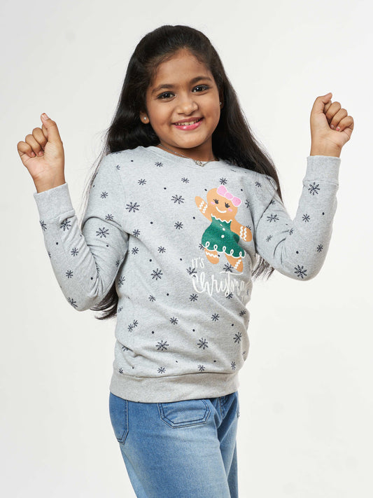 Girls Christmas Time Winter Sweatshirt - Melange