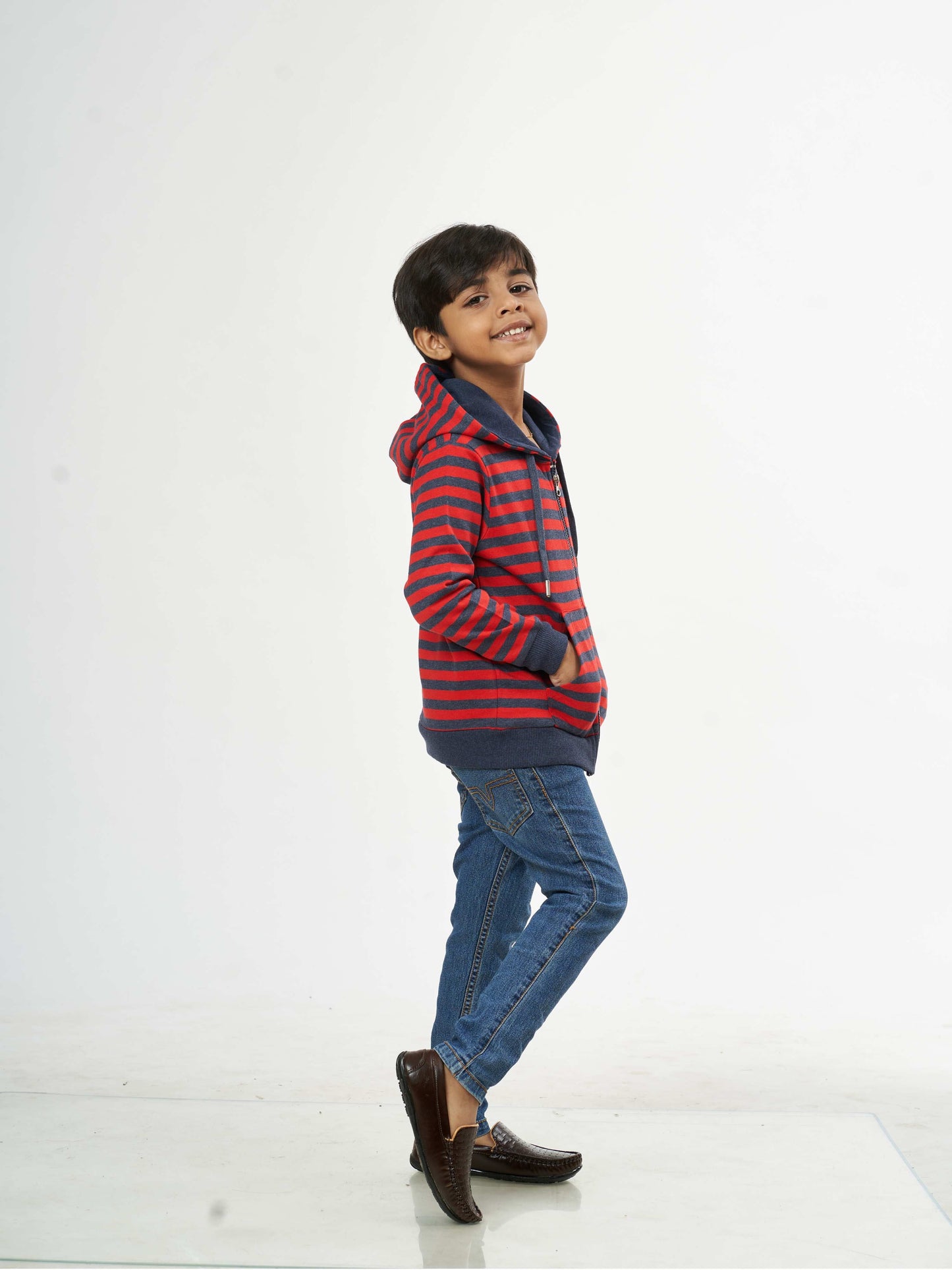 Black & Red Stripes Cozy Boys Pullover Hoodies