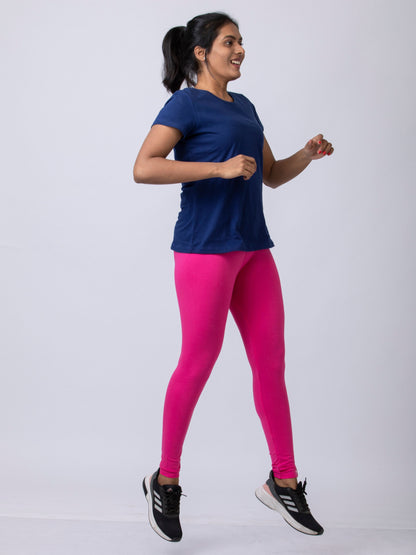 Women's premium full length Stretchy Leggings - Deep Pink