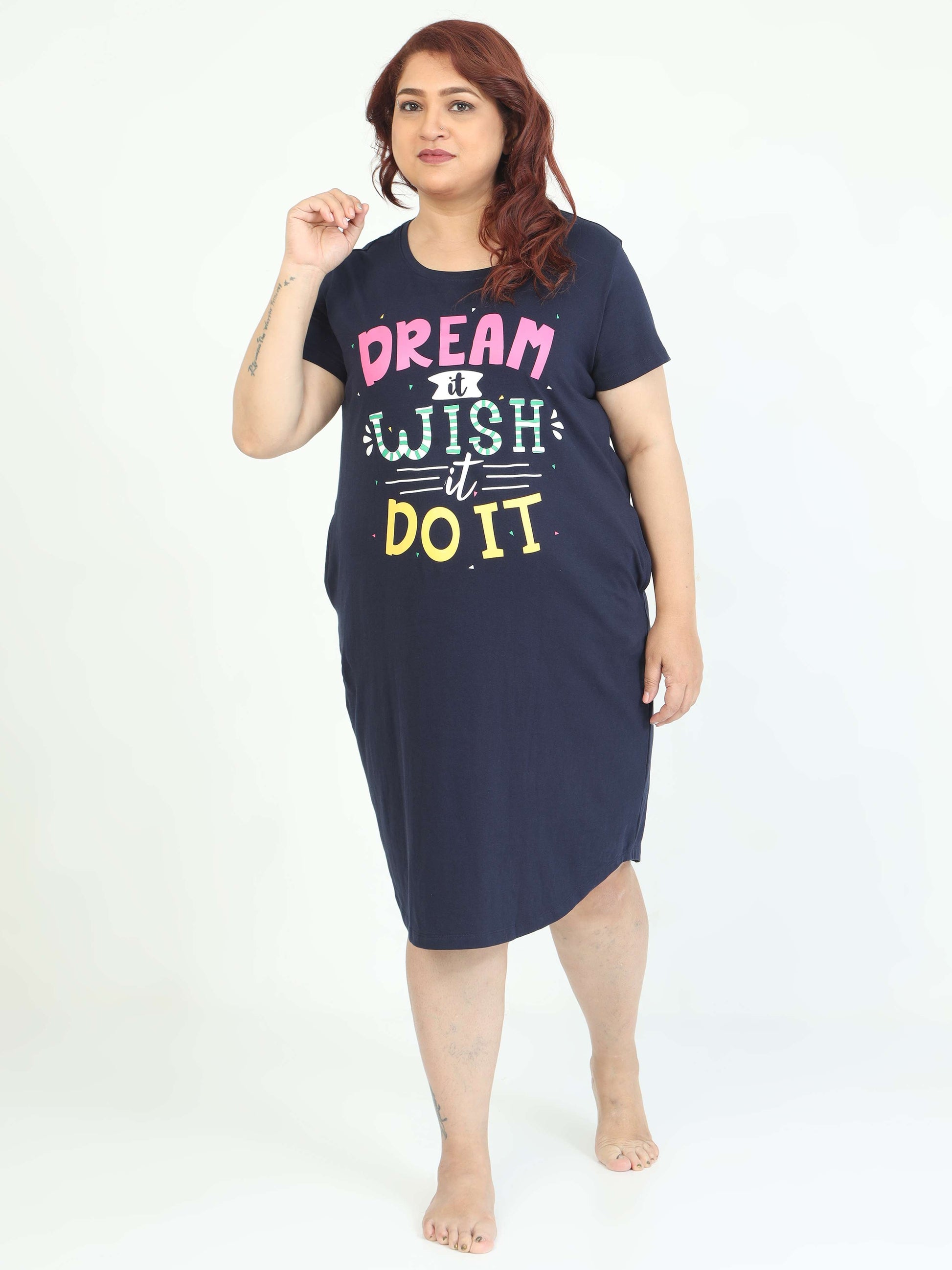 Navy Plus Size Short Nighty