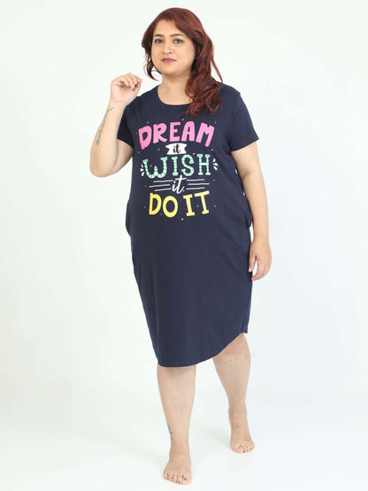 Navy Plus Size Short Nighty