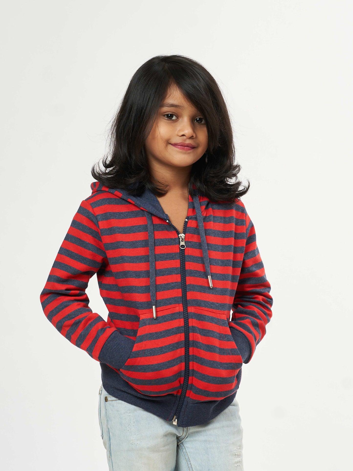 Black & Red Stripes Cozy Girls Pullover Hoodies