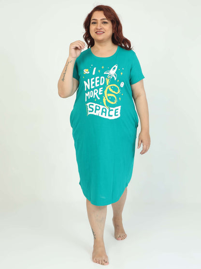 Green Plus Size Short Nighty