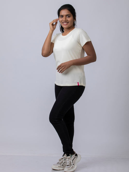 Soft & Premium Women's Cotton T-Shirt - Off White