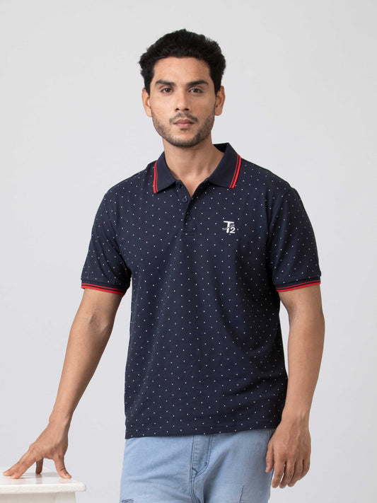 Navy Land day 100% Cotton Mens Collar T-Shirt