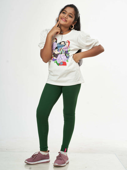 Daily Routine Girls Leggings - Deep Green | Full Length