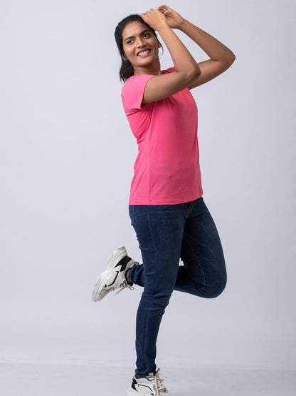 Soft & Premium Women's Cotton T-Shirt - Pink Blossom