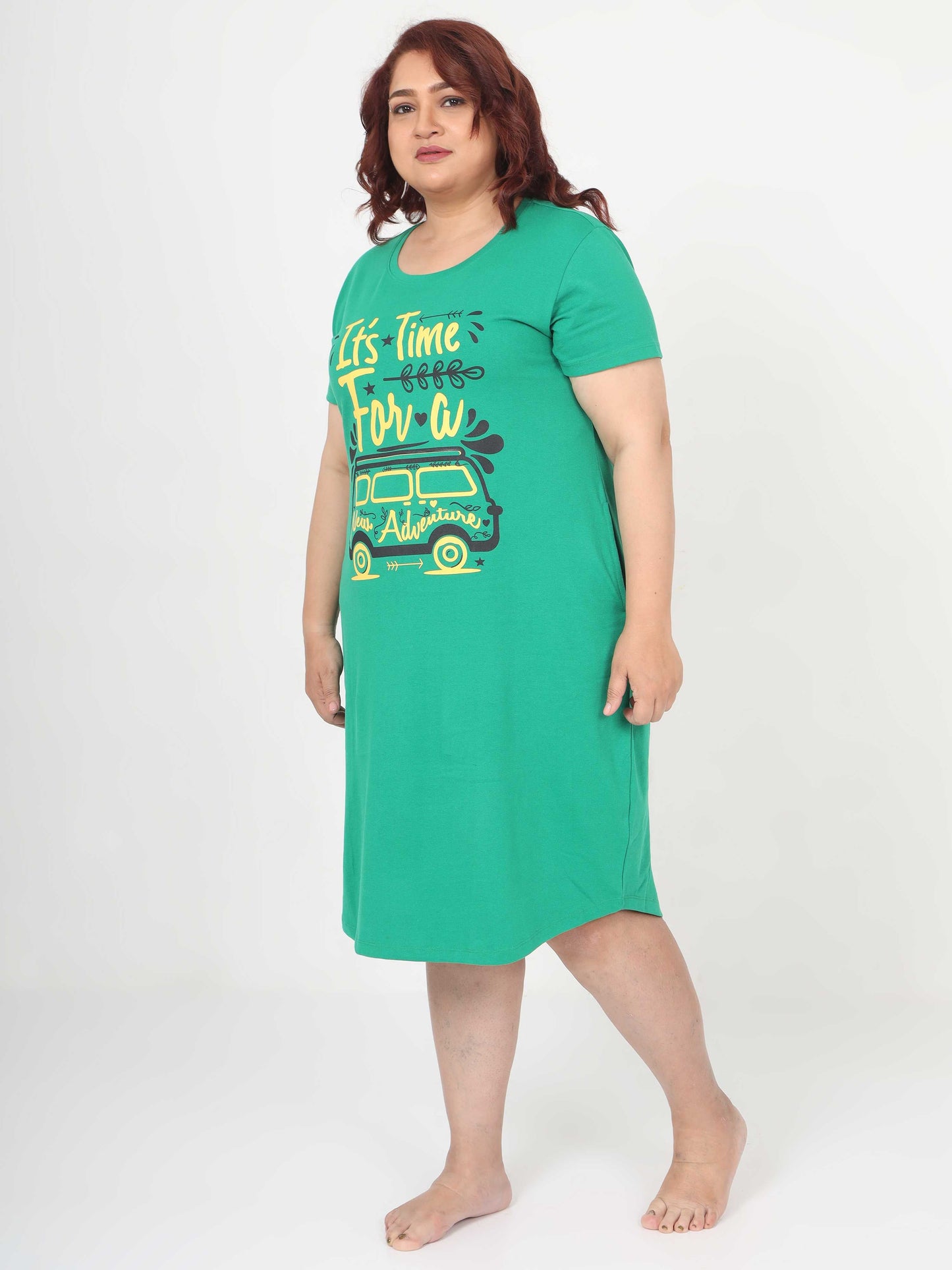 Green Plus Size Short Nighty