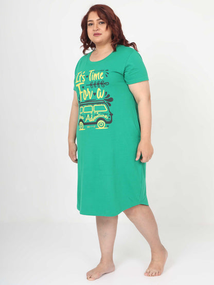 Green Plus Size Short Nighty