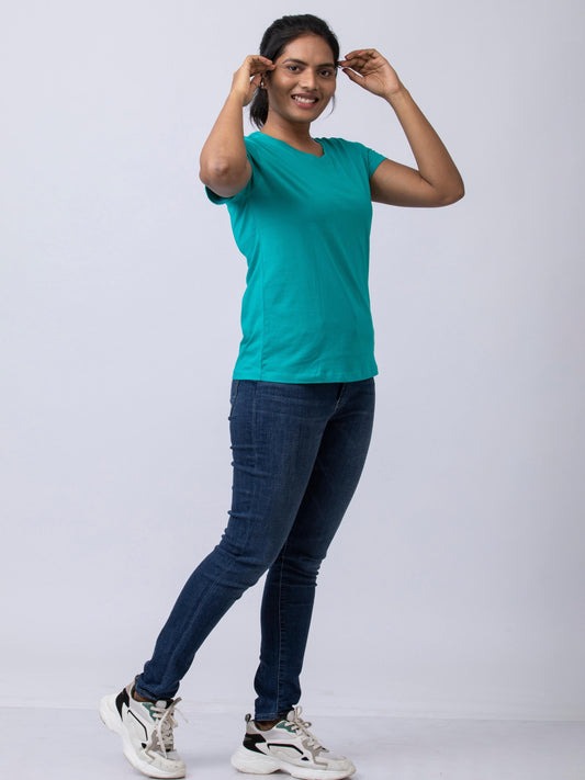 Soft & Premium Women's Cotton T-Shirt - Green Parrot