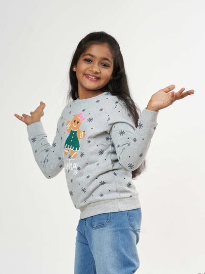 Girls Christmas Time Winter Sweatshirt - Melange