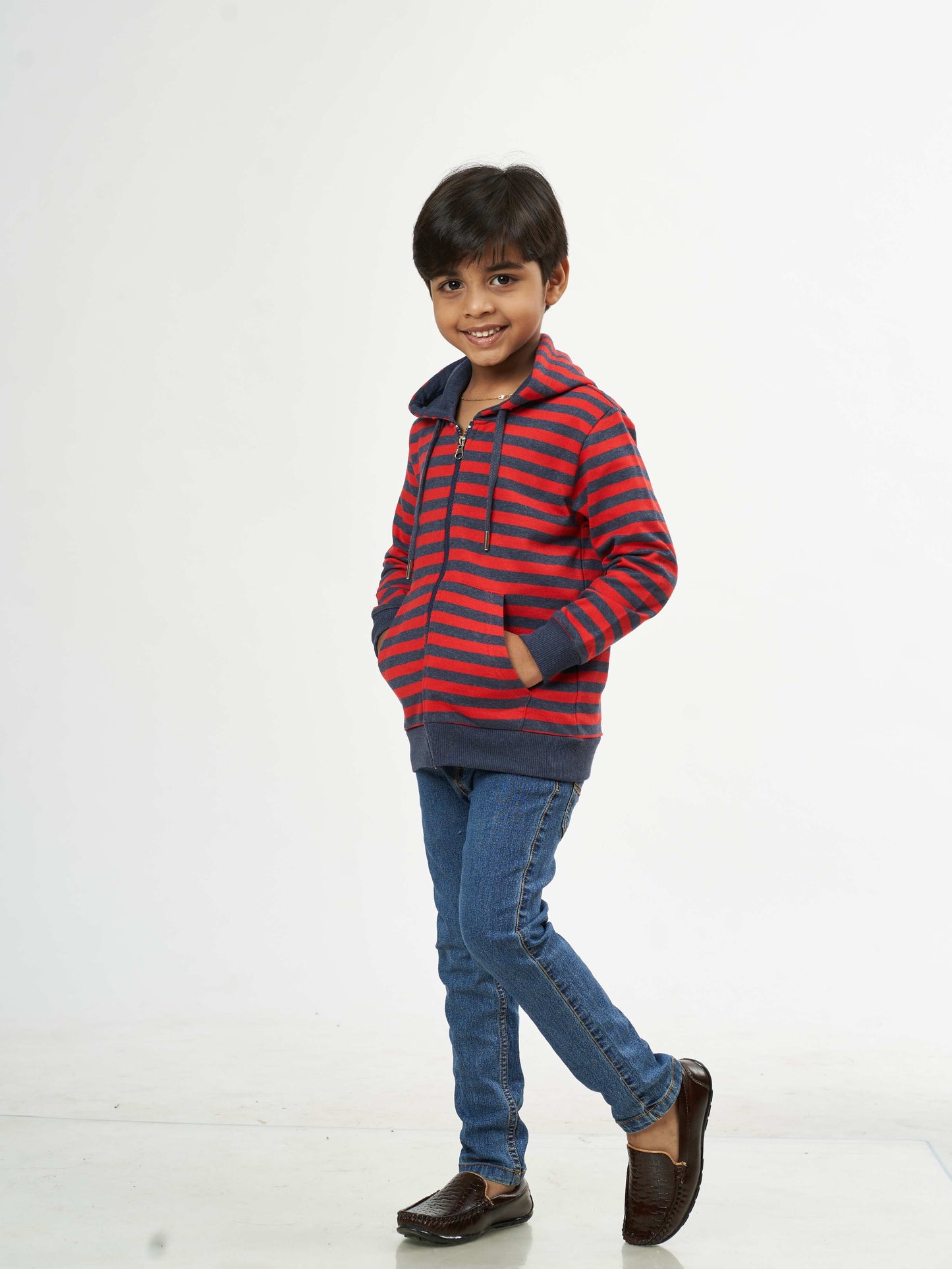 Black & Red Stripes Cozy Boys Pullover Hoodies